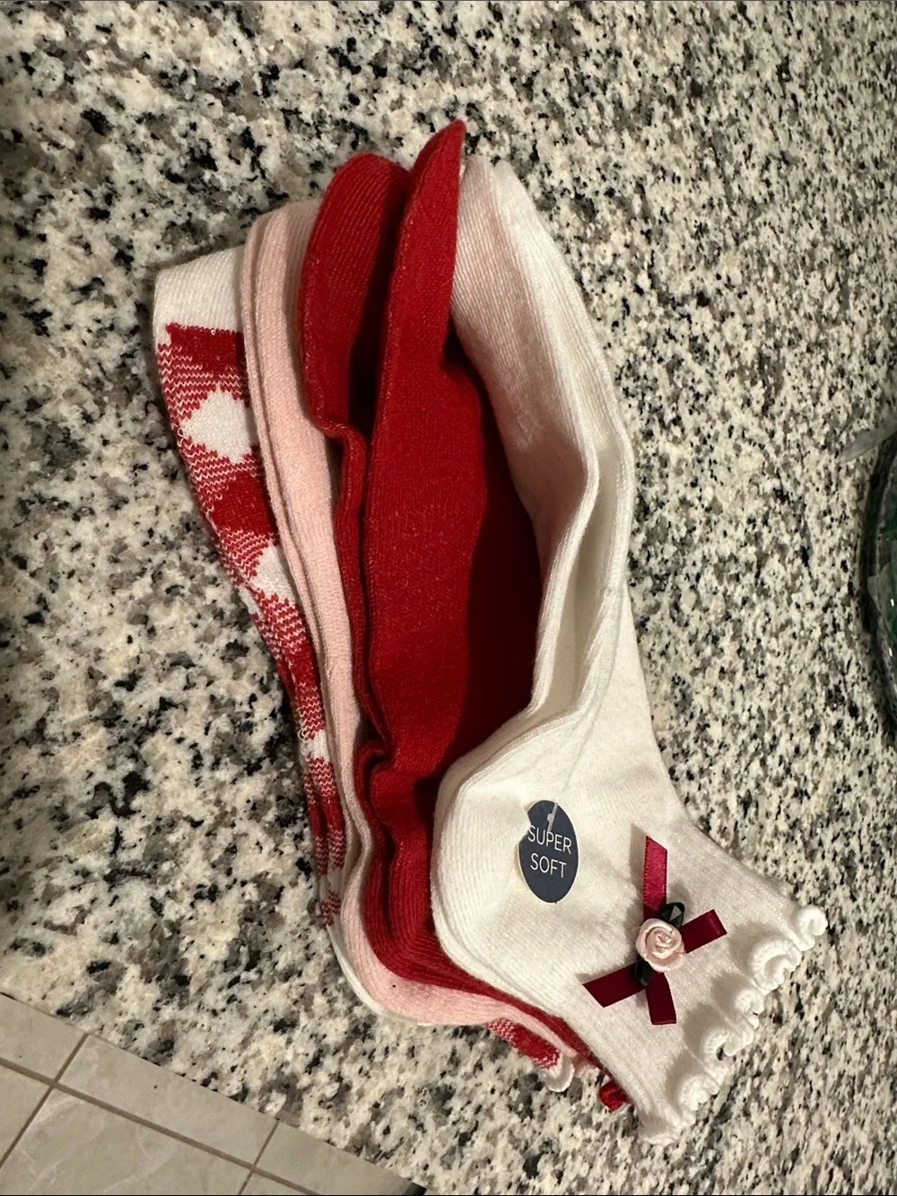 Cute Frilly White and Red No-Show Socks - Pack of 4